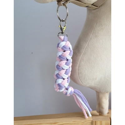 Trekolor flettet træktov til kæphest Hvid Lys Pink Violet
