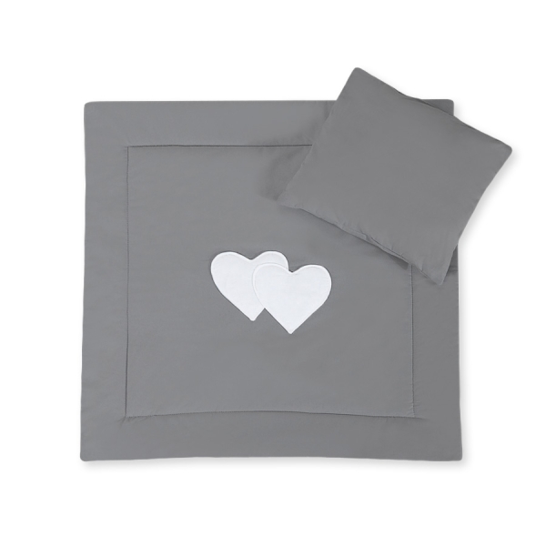 Baby barnevogn sengesæt i 2 dele - Hanging hearts  Antracit