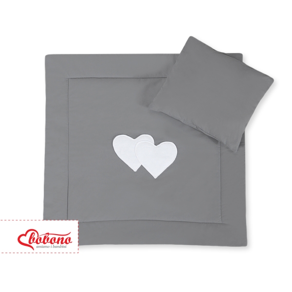 Baby barnevogn sengesæt i 2 dele - Hanging hearts  Antracit
