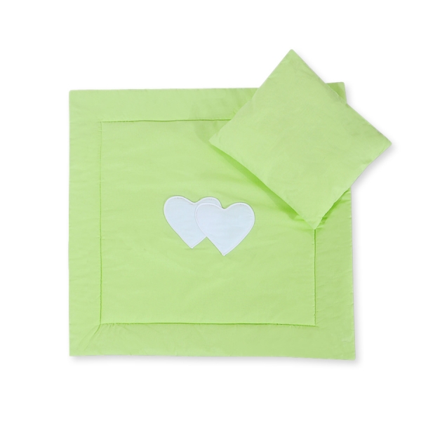 Baby barnevogn sengesæt i 2 dele - Hanging hearts  Grøn
