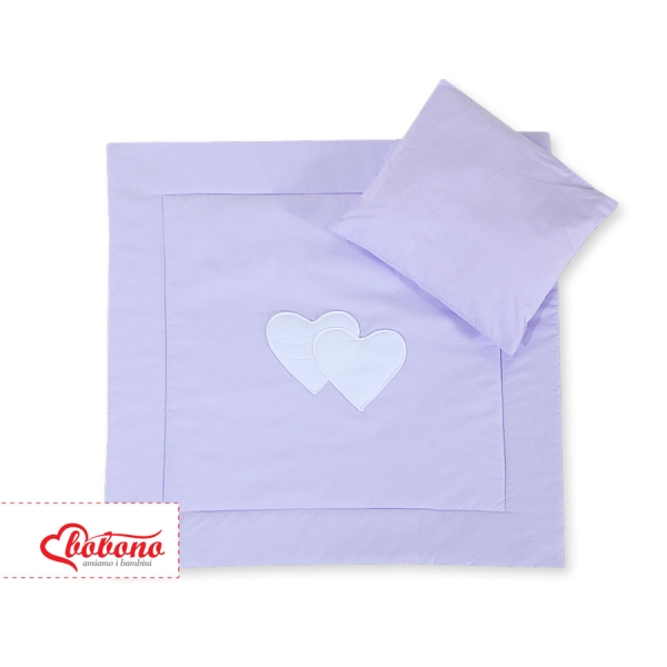 Baby barnevogn sengesæt i 2 dele - Hanging hearts  Lilla