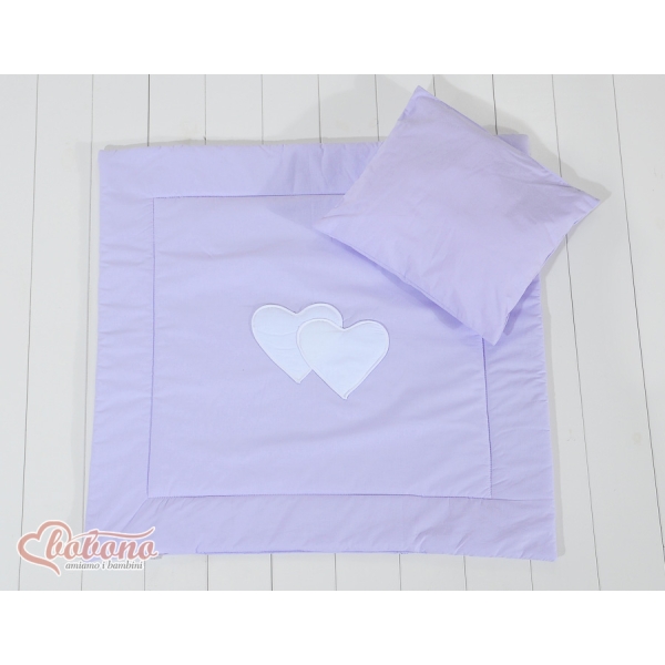 Baby barnevogn sengesæt i 2 dele - Hanging hearts  Lilla