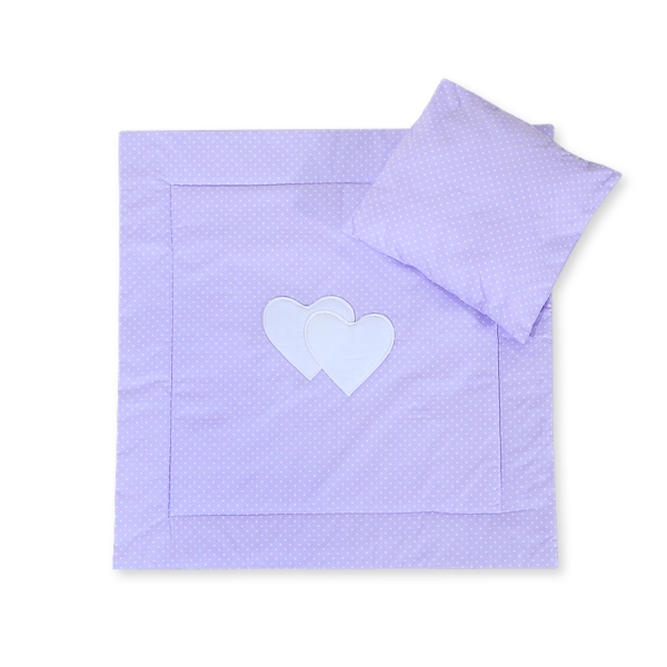 Baby barnevogn sengesæt i 2 dele - Hanging hearts  Lilla Polkaprikker