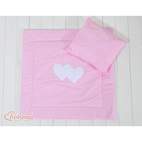 Baby barnevogn sengesæt i 2 dele - Hanging hearts  Lyserød Pink