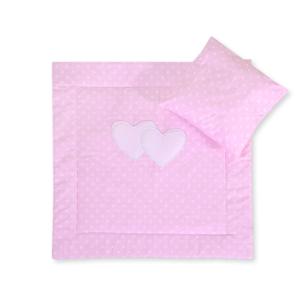 Baby barnevogn sengesæt i 2 dele - Hanging hearts  Polkaprikker