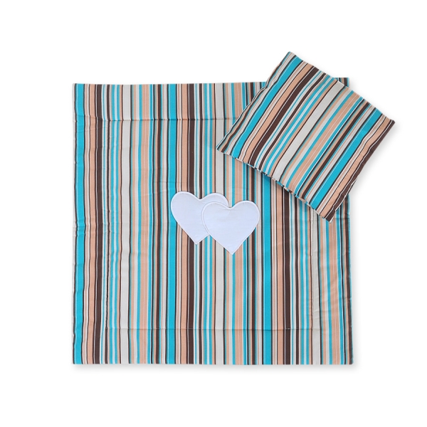 Baby barnevogn sengesæt i 2 dele - Hanging hearts  Striber