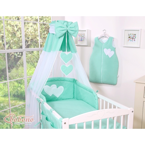 Baby sengehimmel lavet af tyl - Hanging Hearts  Mint Sifonki