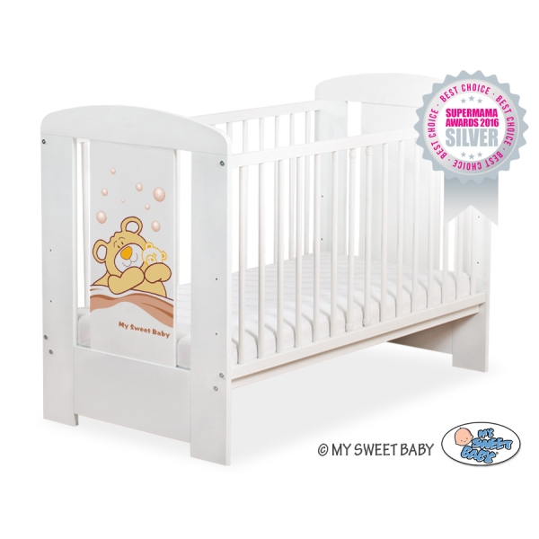 Baby tremmeseng 120x60cm Bamse Barnaba  Hvid