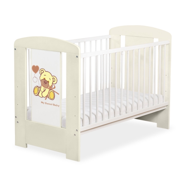 Baby tremmeseng 120x60cm Bamse med sløjfe  Enfelben