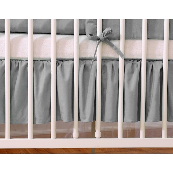 Baby tremmeseng dekorativ støv flæse-kantskjuler 120x60cm - Hanging Hearts  Antracit