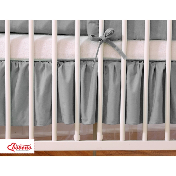 Baby tremmeseng dekorativ støv flæse-kantskjuler 120x60cm - Hanging Hearts  Antracit
