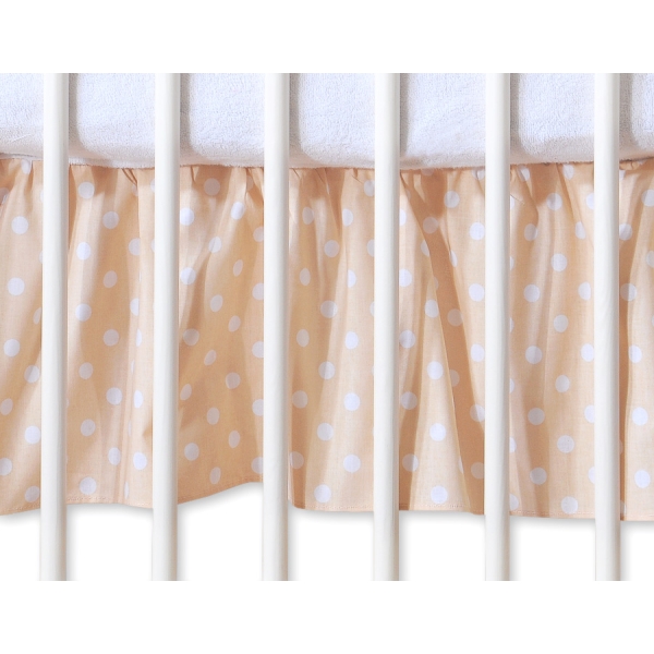 Baby tremmeseng dekorativ støv flæse-kantskjuler 120x60cm - Hanging Hearts  Beige Polkaprikker