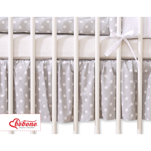 Baby tremmeseng dekorativ støv flæse-kantskjuler 120x60cm - Hanging Hearts  Grå Polkaprikker