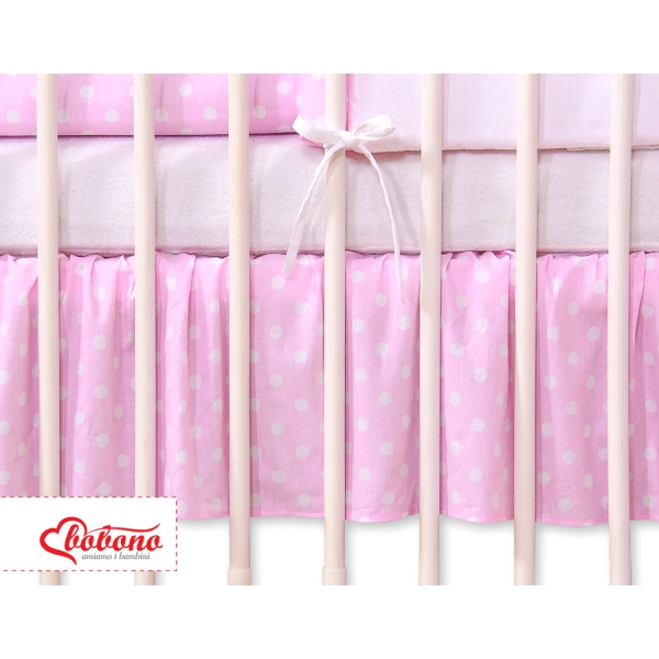 Baby tremmeseng dekorativ støv flæse-kantskjuler 120x60cm - Hanging Hearts  Lyserød Pink Polkaprikker