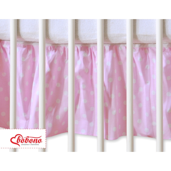 Baby tremmeseng dekorativ støv flæse-kantskjuler 120x60cm - Hanging Hearts  Lyserød Pink Polkaprikker