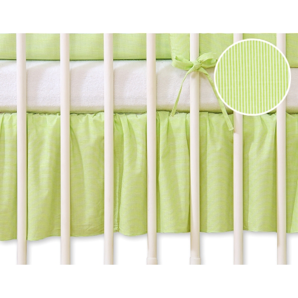 Baby tremmeseng dekorativ støv flæse-kantskjuler 124x70cm - Hanging Hearts  Grøn Striber