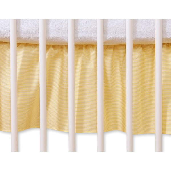 Baby tremmeseng dekorativ støv flæse-kantskjuler 124x70cm - Hanging Hearts  Gul Striber