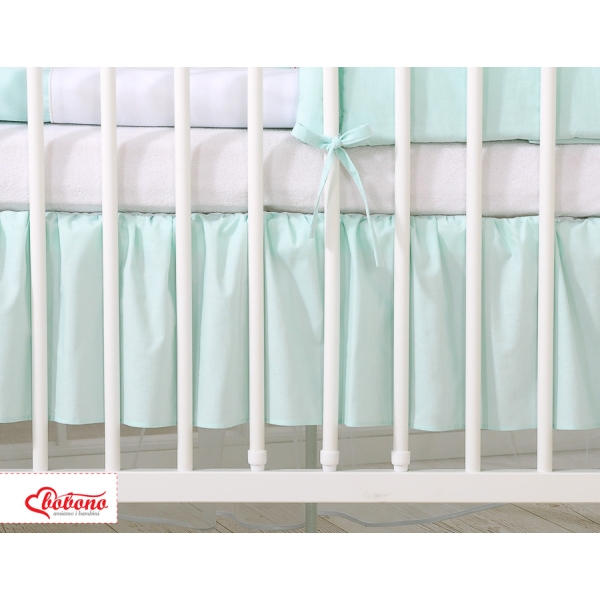 Baby tremmeseng dekorativ støv flæse-kantskjuler 140x70cm - Little Prince/Princess  Mint