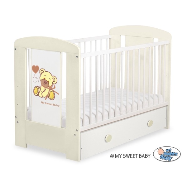 Baby tremmeseng med Skuffe 120x60cm Bjørn med sløjfe  MAXI