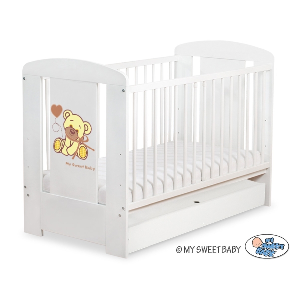 Baby tremmeseng med Skuffe 120x60cm Bjørn med sløjfe  STANDARD Enfelben