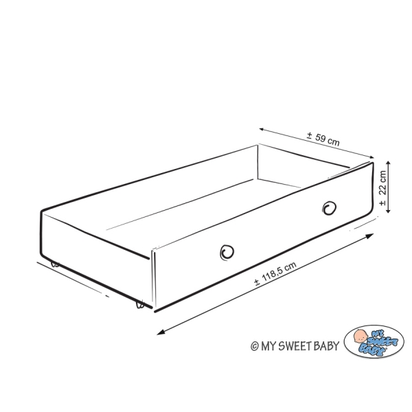 Baby tremmeseng med Skuffe 120x60cm Happy   MAXI