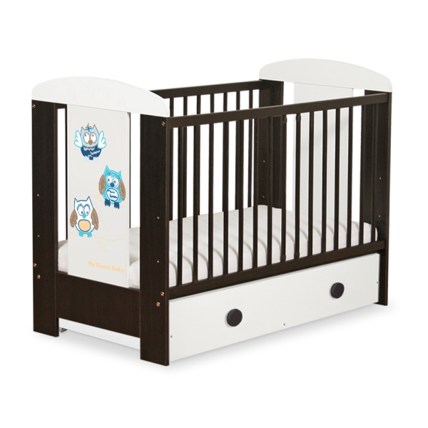 Baby tremmeseng med Skuffe 120x60cm Munter Ugler   MAXI
