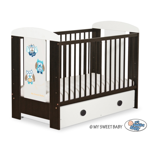 Baby tremmeseng med Skuffe 120x60cm Munter Ugler   MAXI