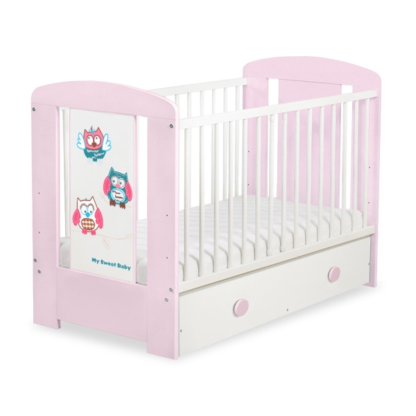 Baby tremmeseng med Skuffe 120x60cm Munter Ugler   MAXI