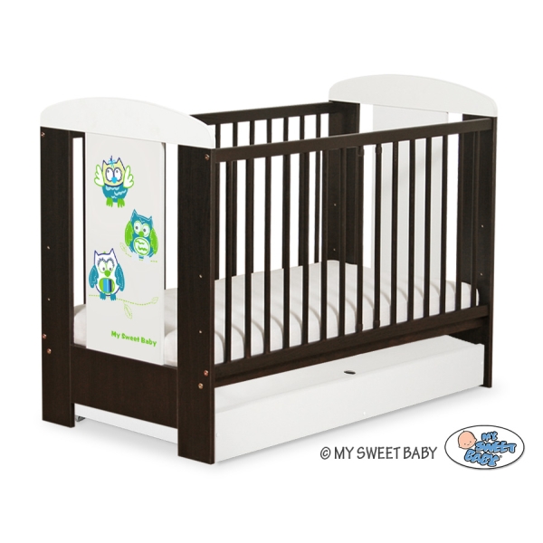 Baby tremmeseng med Skuffe 120x60cm Munter Ugler   STANDARD