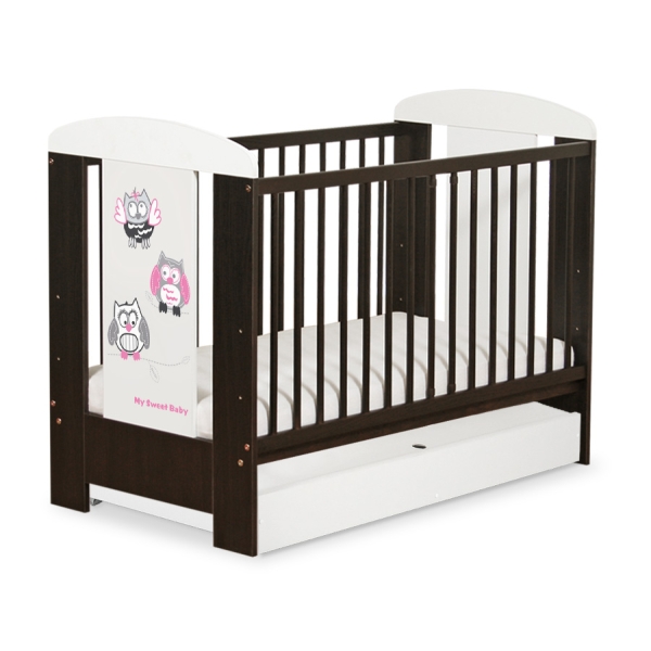 Baby tremmeseng med Skuffe 120x60cm Munter Ugler   STANDARD