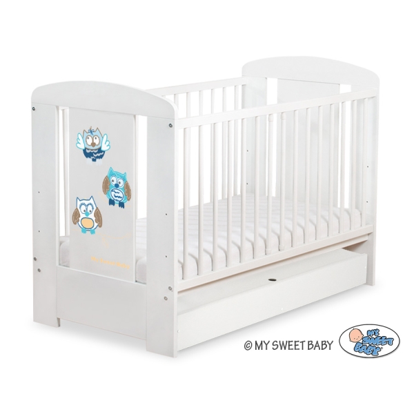 Baby tremmeseng med Skuffe 120x60cm Munter Ugler   STANDARD