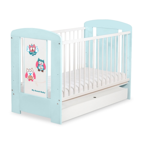Baby tremmeseng med Skuffe 120x60cm Munter Ugler   STANDARD