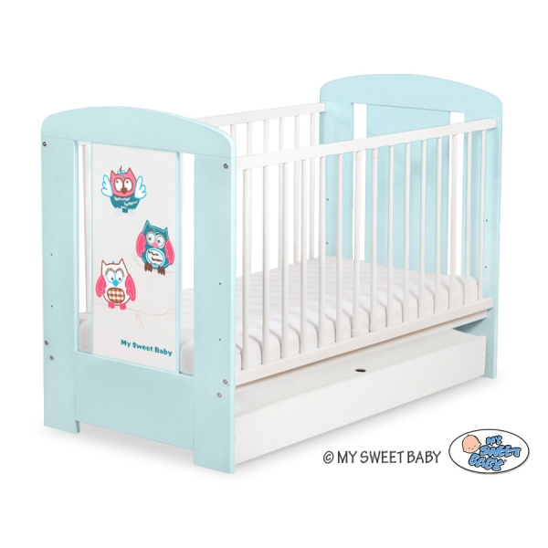 Baby tremmeseng med Skuffe 120x60cm Munter Ugler   STANDARD