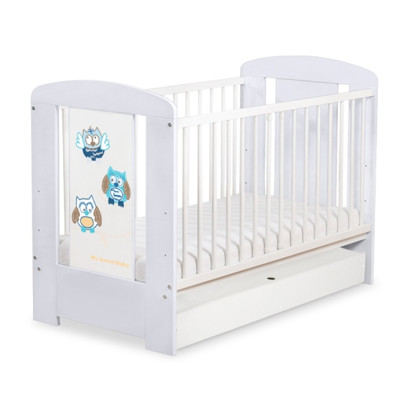 Baby tremmeseng med Skuffe 120x60cm Munter Ugler   STANDARD