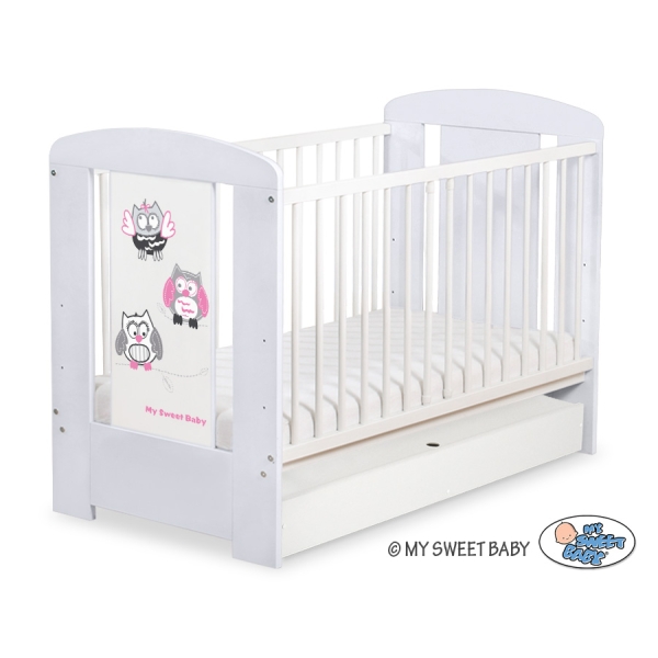 Baby tremmeseng med Skuffe 120x60cm Munter Ugler   STANDARD