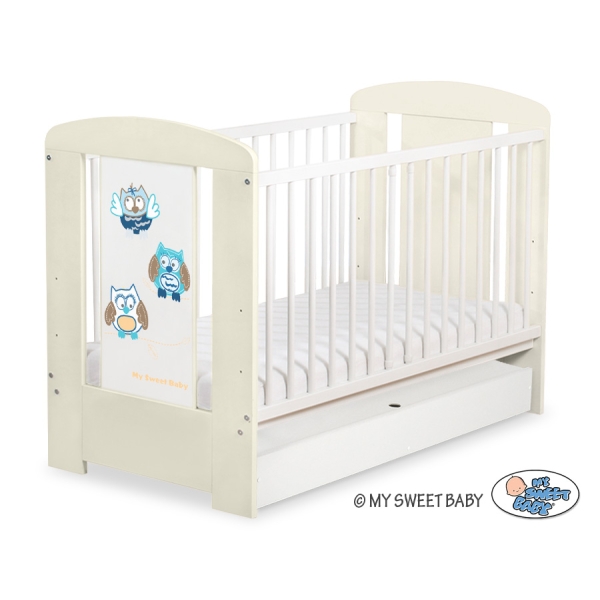 Baby tremmeseng med Skuffe 120x60cm Munter Ugler   STANDARD