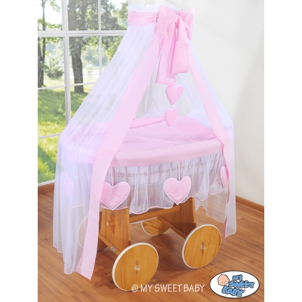 Babykurv Baby Vugge med gardiner  Lyserød Pink Amelie