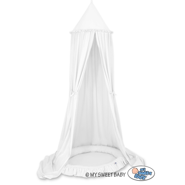 Sengehimmel Baby med Babynest med flæser Hvid