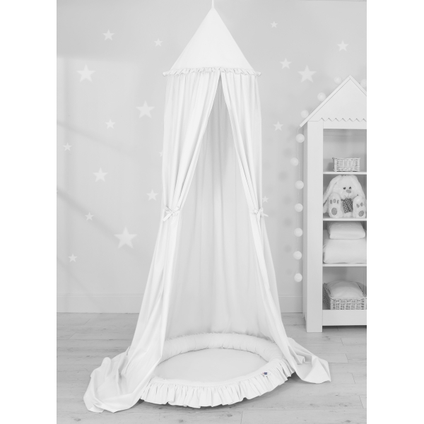 Sengehimmel Baby med Babynest med flæser Hvid