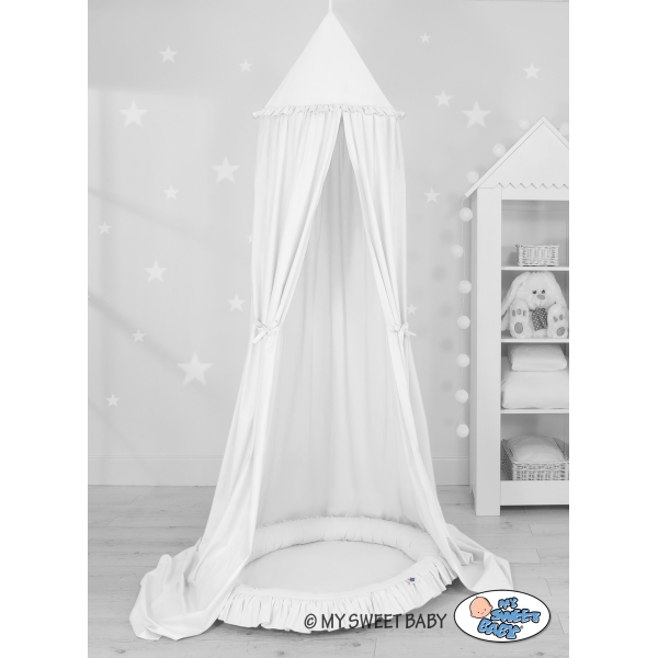 Sengehimmel Baby med Babynest med flæser Hvid