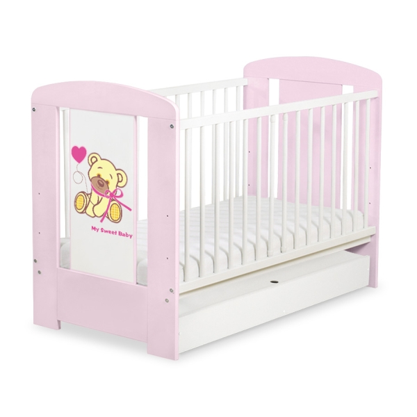 Babyseng med Skuffe Bjørn med sløjfe  STANDARD Lyserød Pink