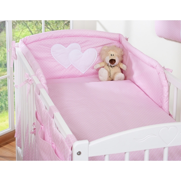 Babysengesæt  Lyserød Pink Polkaprikker