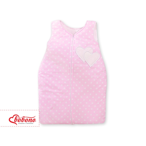 Babysovepose - Hanging hearts  Lyserød Pink Polkaprikker