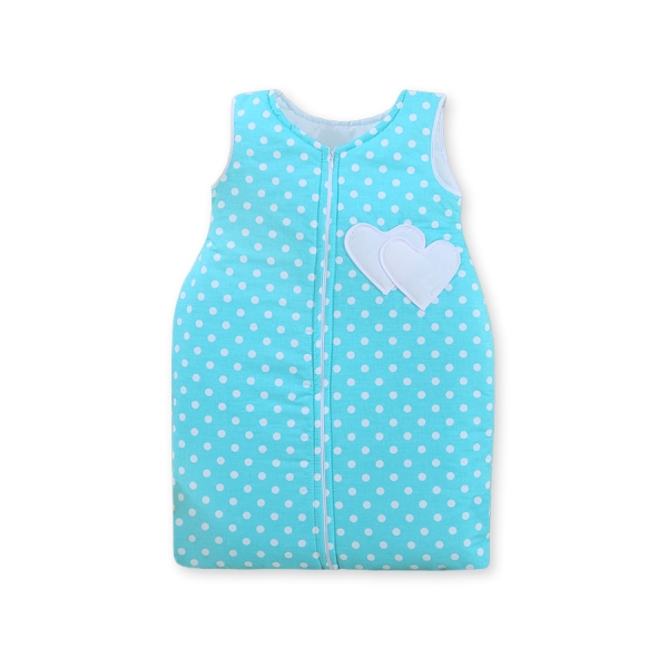 Babysovepose - Hanging hearts  Turkis Polkaprikker