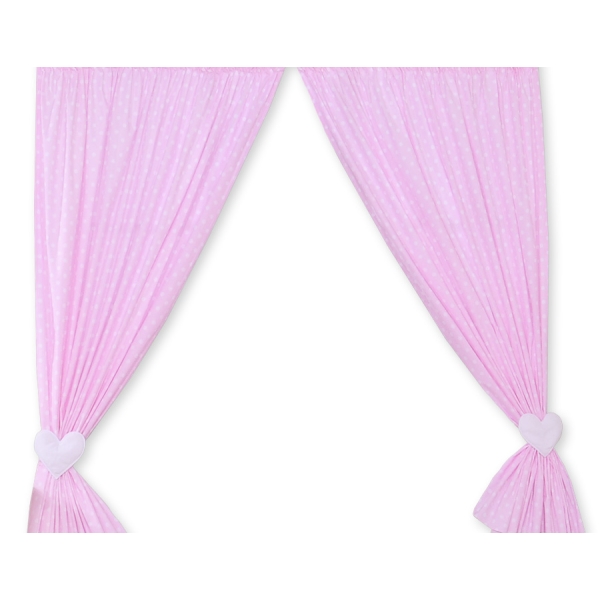 Babyværelse-gardiner - Hanging Hearts  Lyserød Pink Polkaprikker