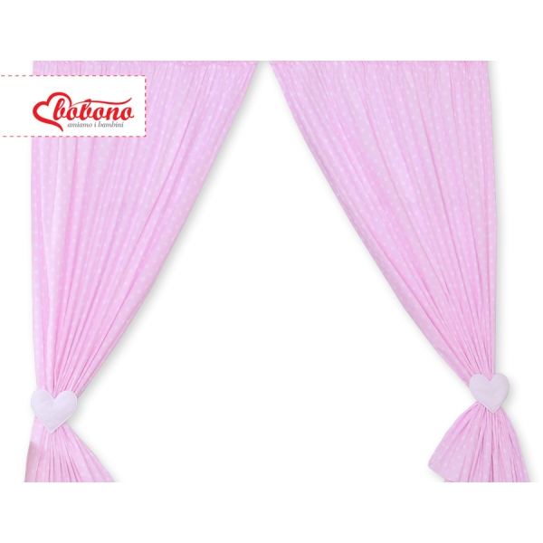Babyværelse-gardiner - Hanging Hearts  Lyserød Pink Polkaprikker