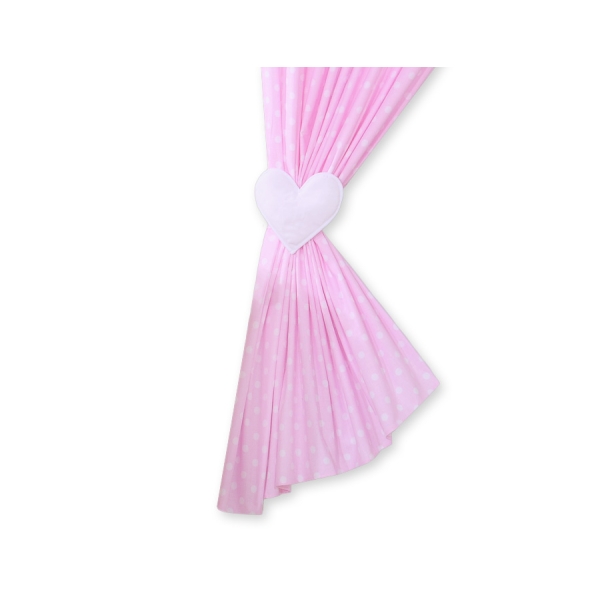 Babyværelse-gardiner - Hanging Hearts  Lyserød Pink Polkaprikker