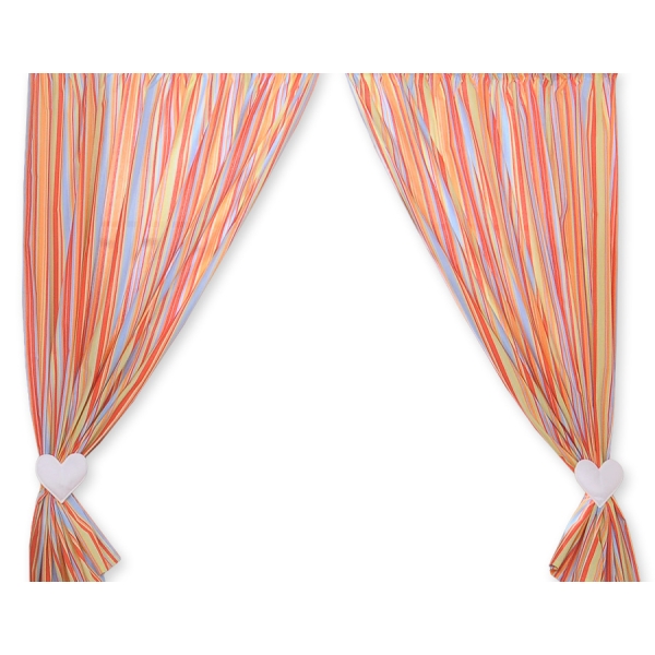 Babyværelse-gardiner - Hanging Hearts  Orange Striber
