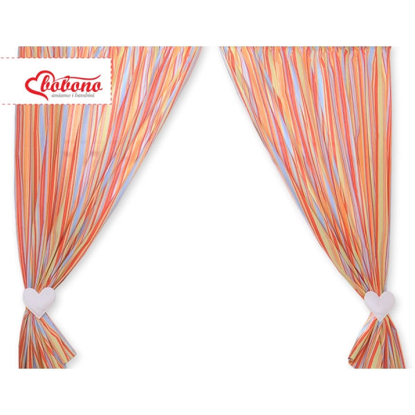 Babyværelse-gardiner - Hanging Hearts  Orange Striber