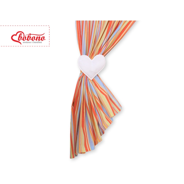 Babyværelse-gardiner - Hanging Hearts  Orange Striber